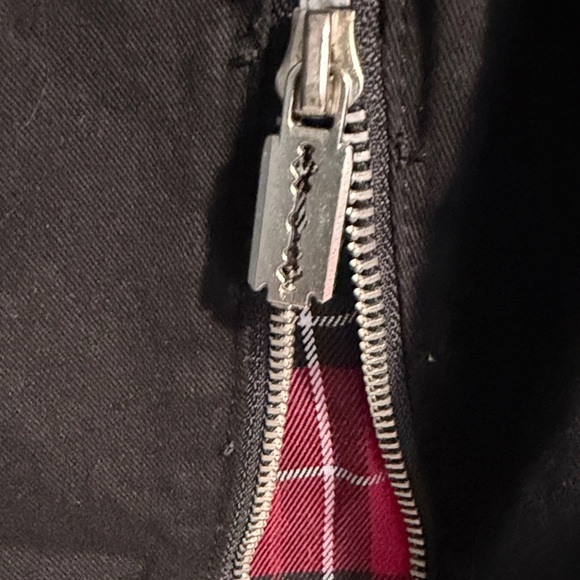 Hot Topic Black & Red Plaid Razor Zipper Flare Jeans - Picture 5 of 6